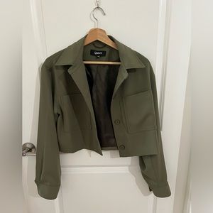 Quince Olive Cropped Casual Jacket